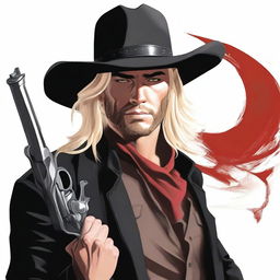 A high-resolution digital art image featuring a male cowboy on a solid white background