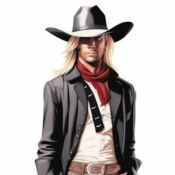 A high-resolution digital art image featuring a male cowboy on a solid white background