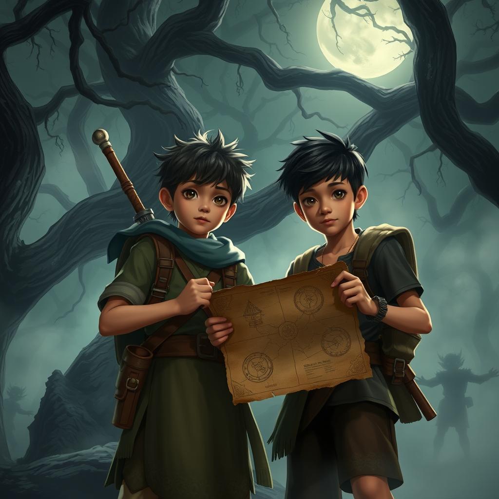 Two brave village youths, Rizky and his gallant friend Wahyu, on a daring quest to find treasure in a forbidden forest brimming with mystery