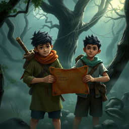 Two brave village youths, Rizky and his gallant friend Wahyu, on a daring quest to find treasure in a forbidden forest brimming with mystery