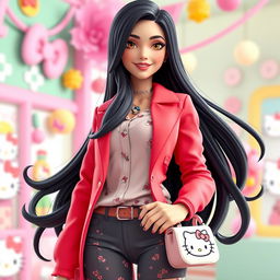 A 3D render of Hello Kitty reimagined as an adult woman