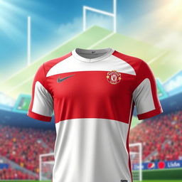 A detailed depiction of a Nike football jersey, featuring the classic Nike logo prominently on the chest