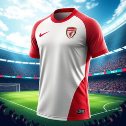 A detailed depiction of a Nike football jersey, featuring the classic Nike logo prominently on the chest