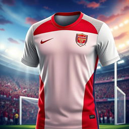 A detailed depiction of a Nike football jersey, featuring the classic Nike logo prominently on the chest