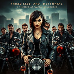 A striking book cover featuring a motorcycle gang in a dynamic urban setting, embodying themes of friendship and betrayal