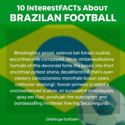 10 interesting facts about Brazilian football, such as its origins, key players, iconic matches, cultural significance, unique styles of play, famous events, and its impact on the global football scene