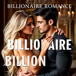 A striking billionaire romance book cover featuring a glamorous couple without any text at the top
