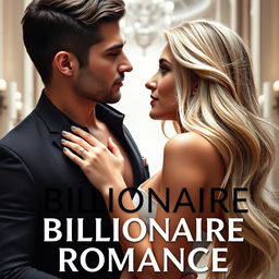 A striking billionaire romance book cover featuring a glamorous couple without any text at the top