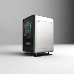 A high-quality digital art image showcasing a futuristic minimalist ITX case