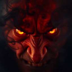 A striking close-up of a pair of fierce, glowing amber eyes filled with rage and intensity