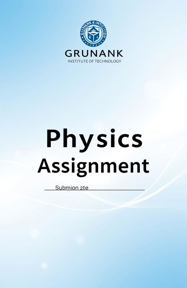 A professional and clean front page design for a physics assignment from the Grunank Institute of Technology