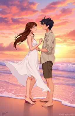 A romantic scene depicting a love story between two characters