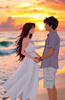 A romantic scene depicting a love story between two characters