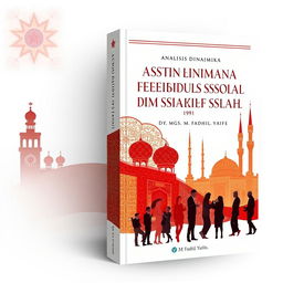 An artistic book cover design titled 'Analisis Dinamika Kehidupan Sosial Masyarakat Islam di Uni Soviet (1922-1991)' by Mgs