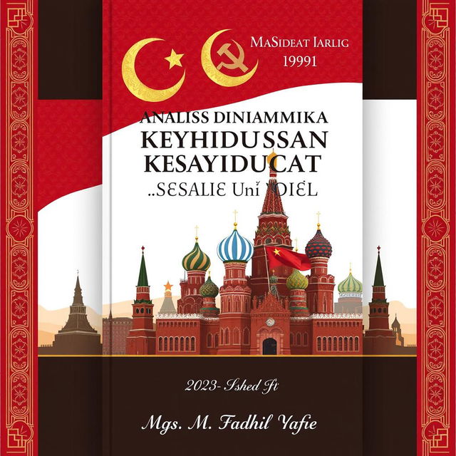 Book cover design for a book titled 'Analisis Dinamika Kehidupan Sosial Masyarakat Islam di Uni Soviet (1922-1991)' by Mgs