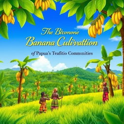 A beautifully illustrated cover design for a book titled 'The Banana Cultivation of Papua's Traditional Communities'