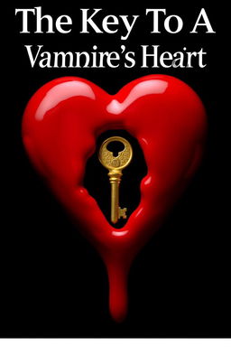 A red melting heart featuring a prominent lock hole at its center, adorned with a shimmering golden key intricately placed within the heart