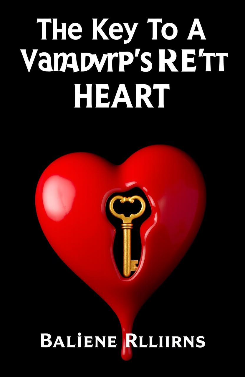A red melting heart featuring a prominent lock hole at its center, adorned with a shimmering golden key intricately placed within the heart