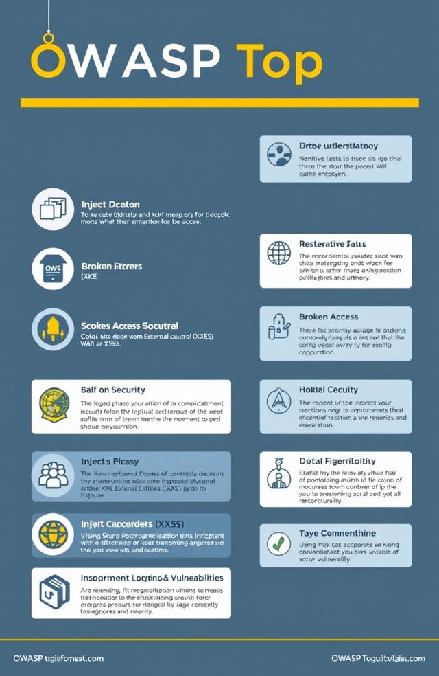 A high-quality infographic that visually represents the OWASP Top 10 web application security risks