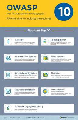 A high-quality infographic that visually represents the OWASP Top 10 web application security risks