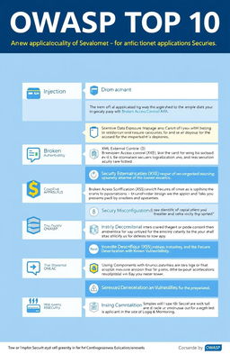 A high-quality infographic that visually represents the OWASP Top 10 web application security risks