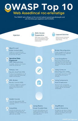 A high-quality infographic that visually represents the OWASP Top 10 web application security risks