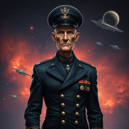 A tall, skinny, confident old man serving as the Lord Admiral of the Varangian Empire