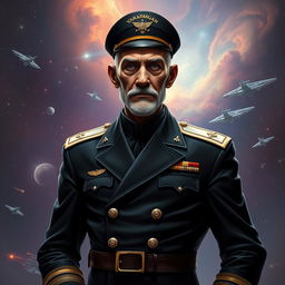 A tall, skinny, confident old man serving as the Lord Admiral of the Varangian Empire