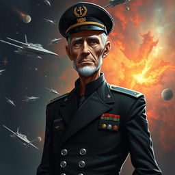 A tall, skinny, confident old man serving as the Lord Admiral of the Varangian Empire