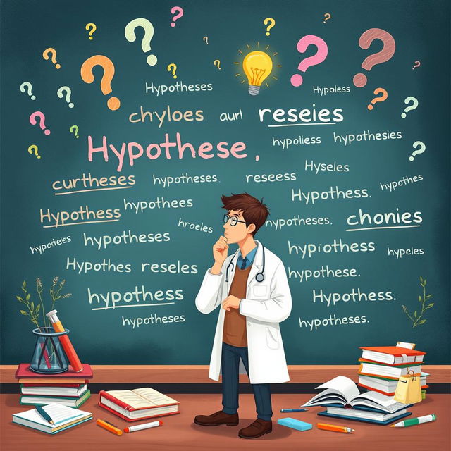 An illustrative concept focusing on the idea of hypotheses in research