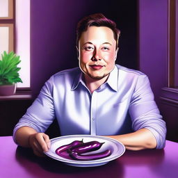 A high-quality digital art image portrays Elon Musk in a semi-realistic style