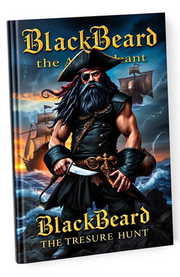 A captivating book cover for a novel titled 'BlackBeard: The Treasure Hunt'