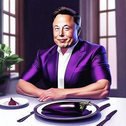 A high-quality digital art image portrays Elon Musk in a semi-realistic style