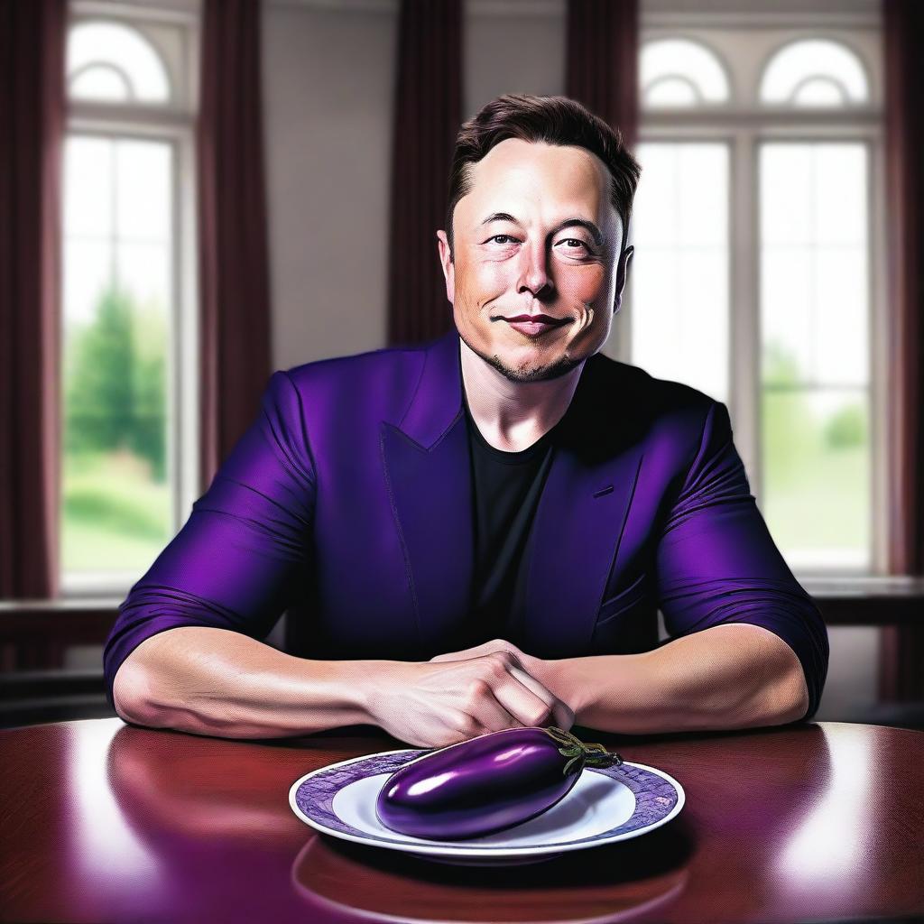 A high-quality digital art image portrays Elon Musk in a semi-realistic style