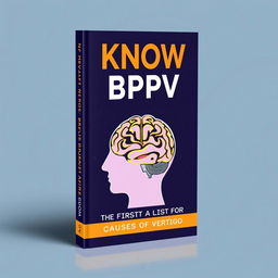 A captivating book cover design for the title "KNOW BPPV, THE FIRST IN LIST FOR CAUSES OF VERTIGO"
