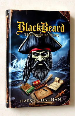 A captivating book cover for the novel 'BlackBeard: The Treasure Hunt' by Harsh Chauhan
