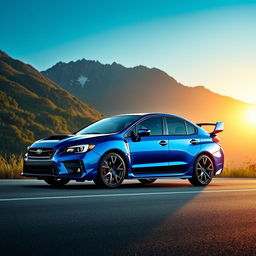 A sleek and sporty Subaru Impreza parked on a scenic mountain road