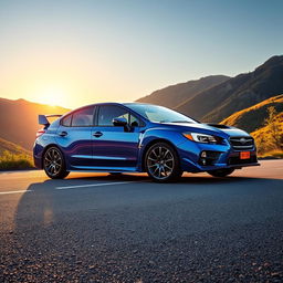 A sleek and sporty Subaru Impreza parked on a scenic mountain road