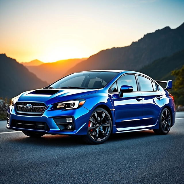 A sleek and sporty Subaru Impreza parked on a scenic mountain road