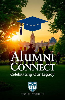 A vibrant and engaging book cover design for an alumni meet association at a university
