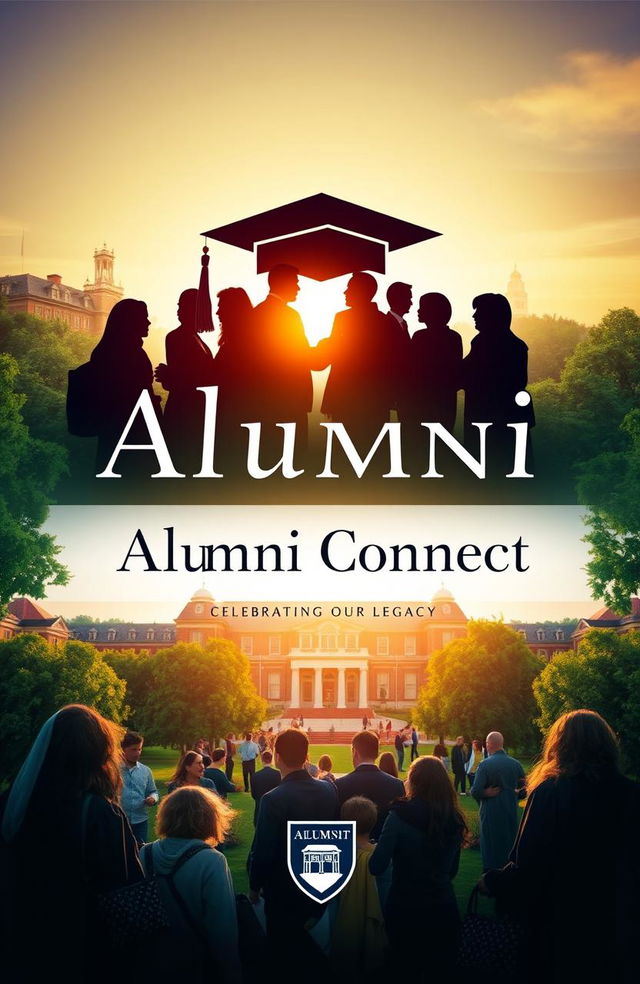 A vibrant and engaging book cover design for an alumni meet association at a university