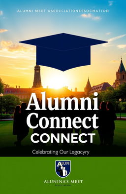 A vibrant and engaging book cover design for an alumni meet association at a university