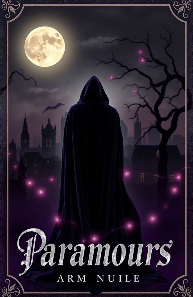 A captivating retro style book cover for a dark urban fantasy novel titled 'Paramours'