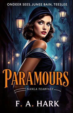 A captivating retro style book cover for a noir urban fantasy novel titled 'Paramours' by F