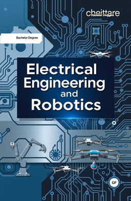A visually appealing cover design for a bachelor degree electrical engineering textbook focused on robotics
