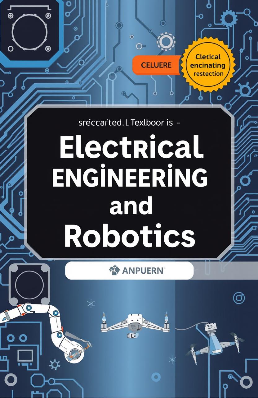 A visually appealing cover design for a bachelor degree electrical engineering textbook focused on robotics