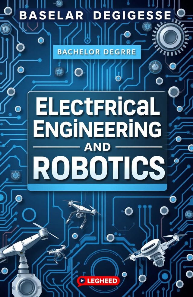 A visually appealing cover design for a bachelor degree electrical engineering textbook focused on robotics