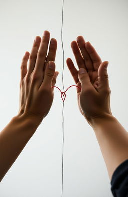 A broken mirror reflecting two hands horizontally; one hand belonging to a woman and the other to a man