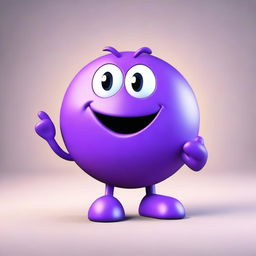 A high-quality 3D animated image featuring a character with a purple emoticon for a head