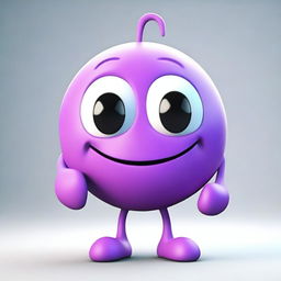 A high-quality 3D animated image featuring a character with a purple emoticon for a head